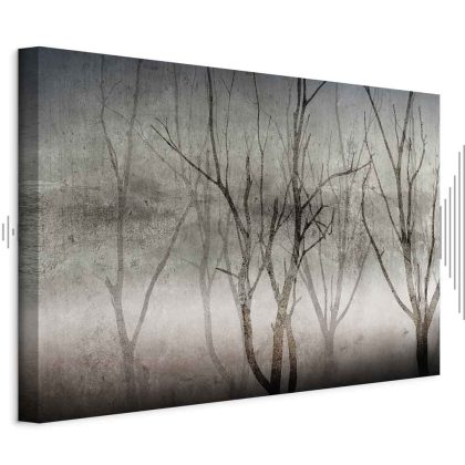 Canvas Print Trees in Fog in Grey Tones