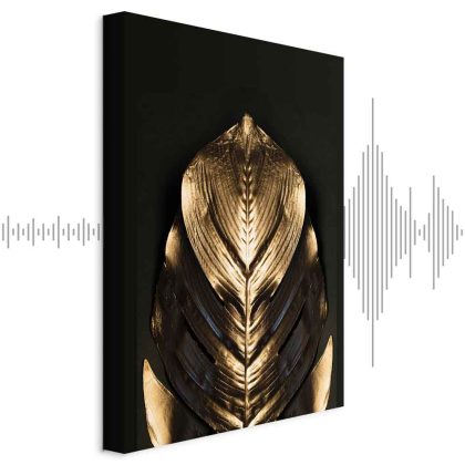 Canvas Print Golden Feather on a Black Background