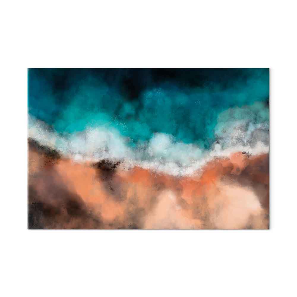 Canvas Print Abstract Wave in Turquoise and Copper - Image 2