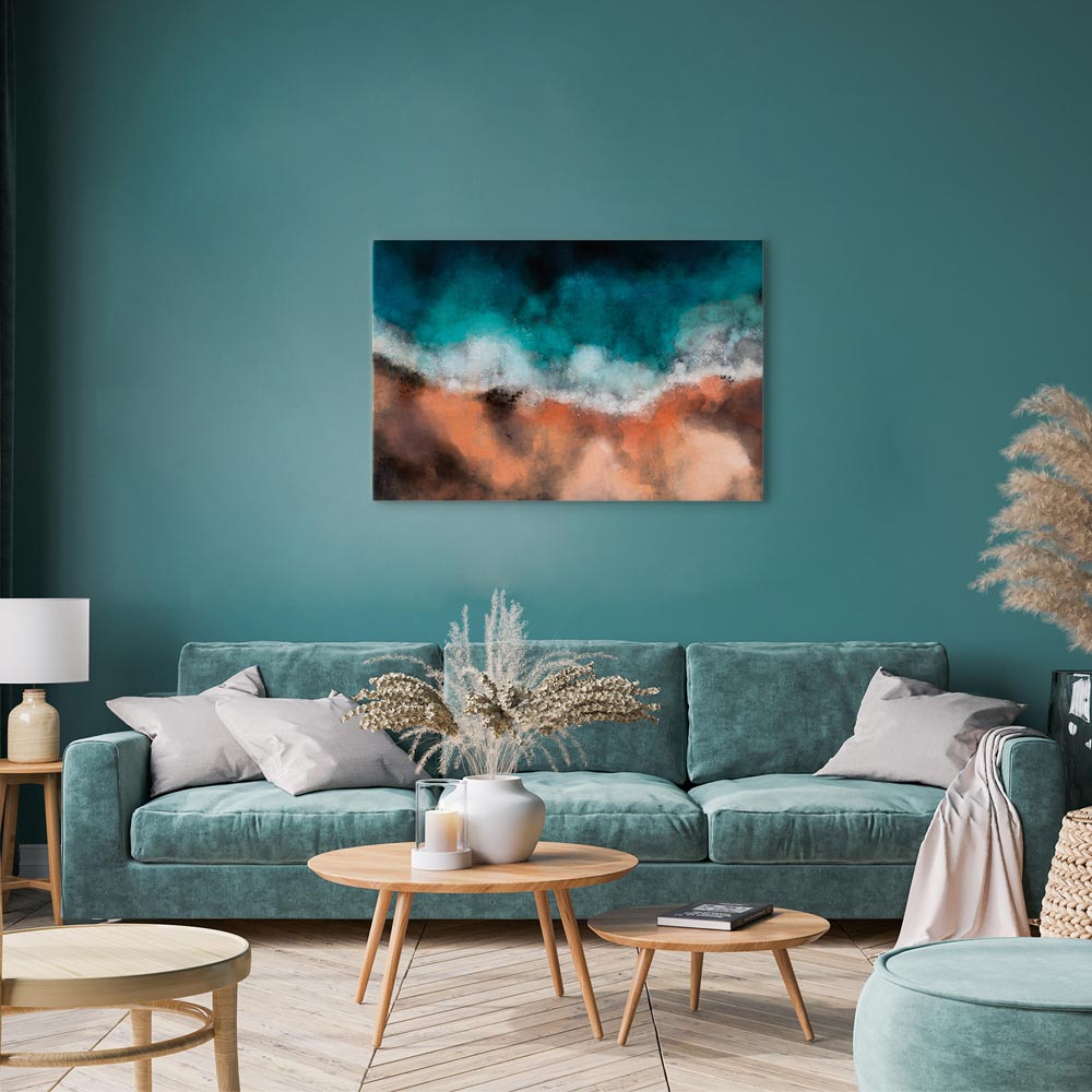 Canvas Print Abstract Wave in Turquoise and Copper - Image 3