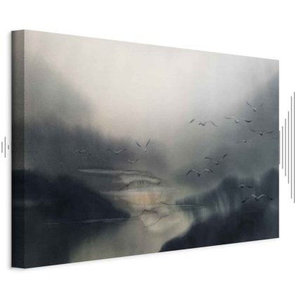 Canvas Wall Art Misty Landscape with Birds
