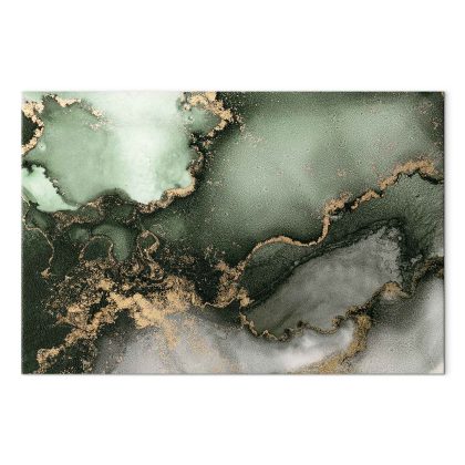 Canvas Print Green Abstract with Golden Detail