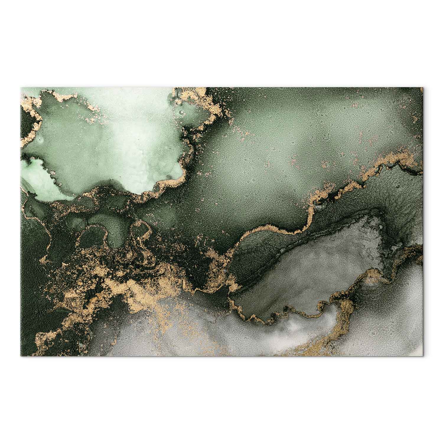 Canvas Print Green Abstract with Golden Detail