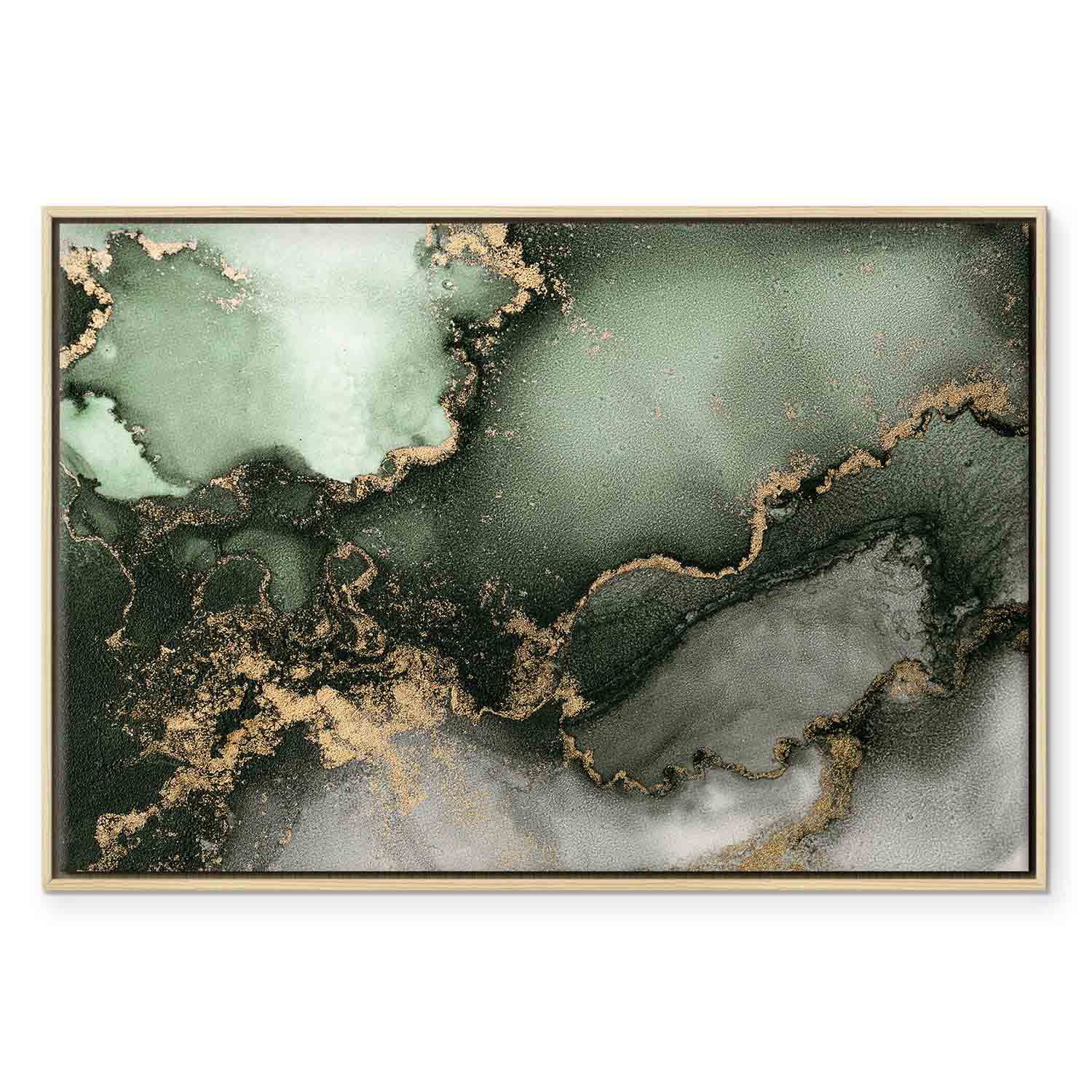 Canvas Print Green Abstract with Golden Detail - Image 17