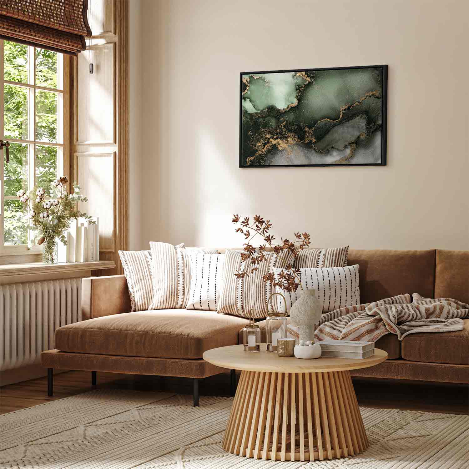 Canvas Print Green Abstract with Golden Detail - Image 12