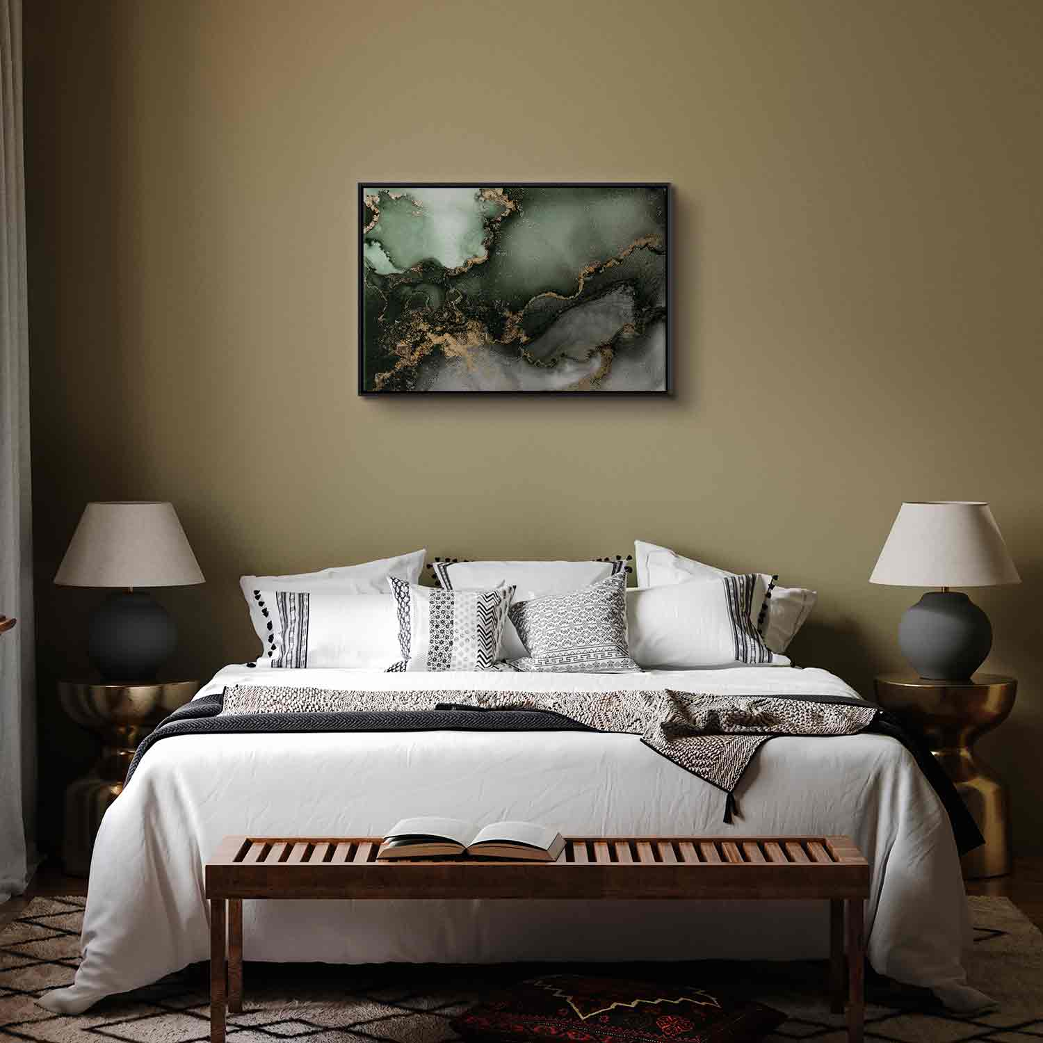 Canvas Print Green Abstract with Golden Detail - Image 13