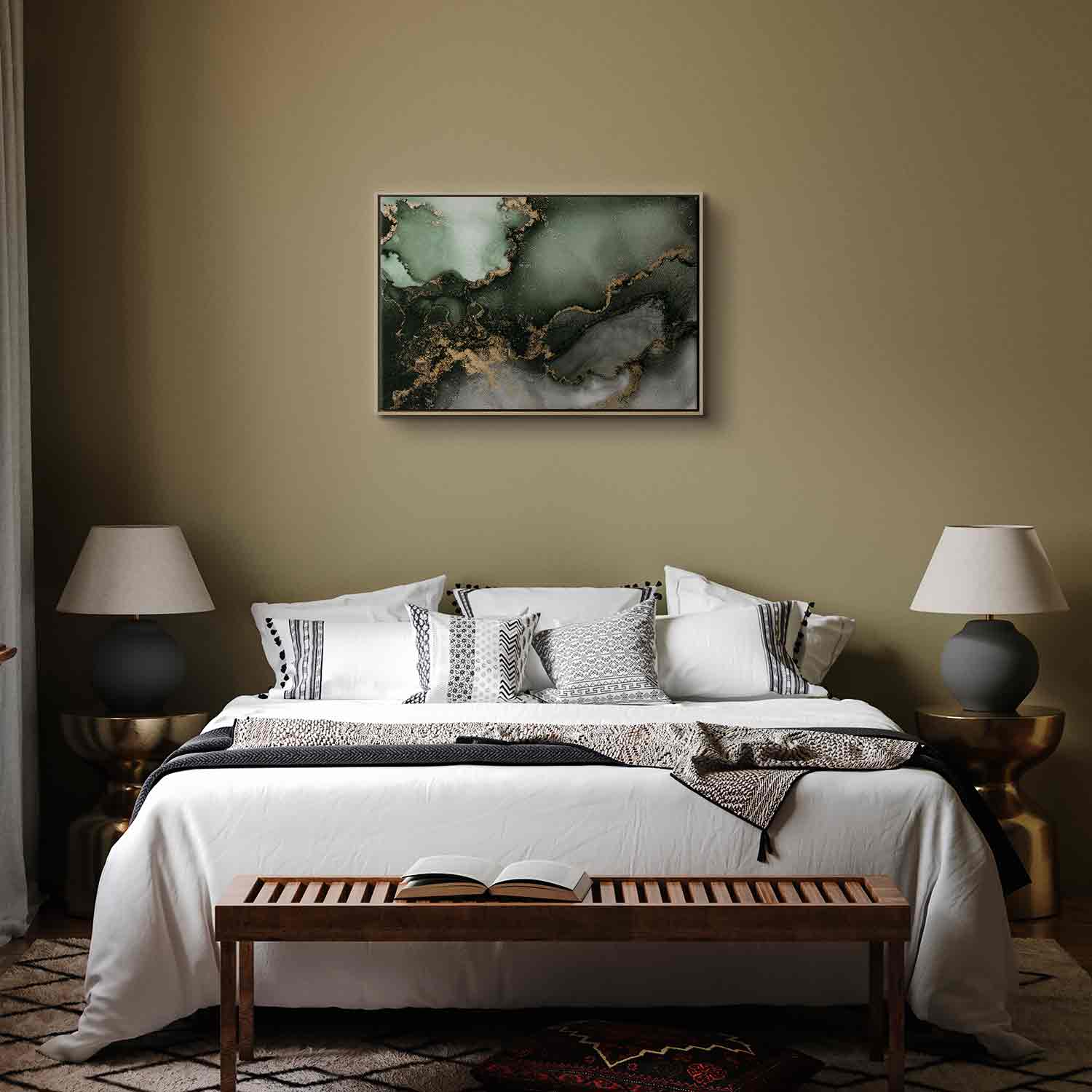 Canvas Print Green Abstract with Golden Detail - Image 19