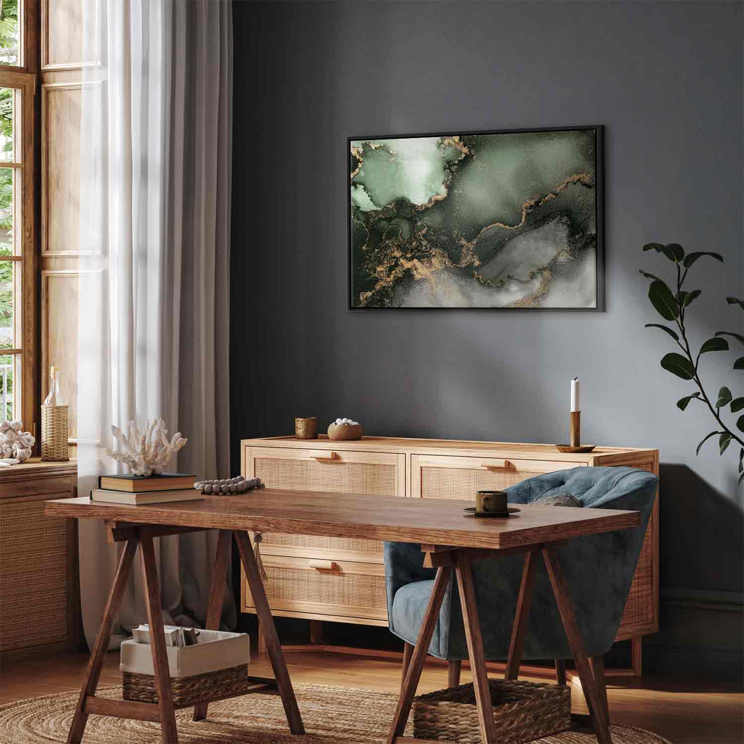 Canvas Print Green Abstract with Golden Detail - Image 14