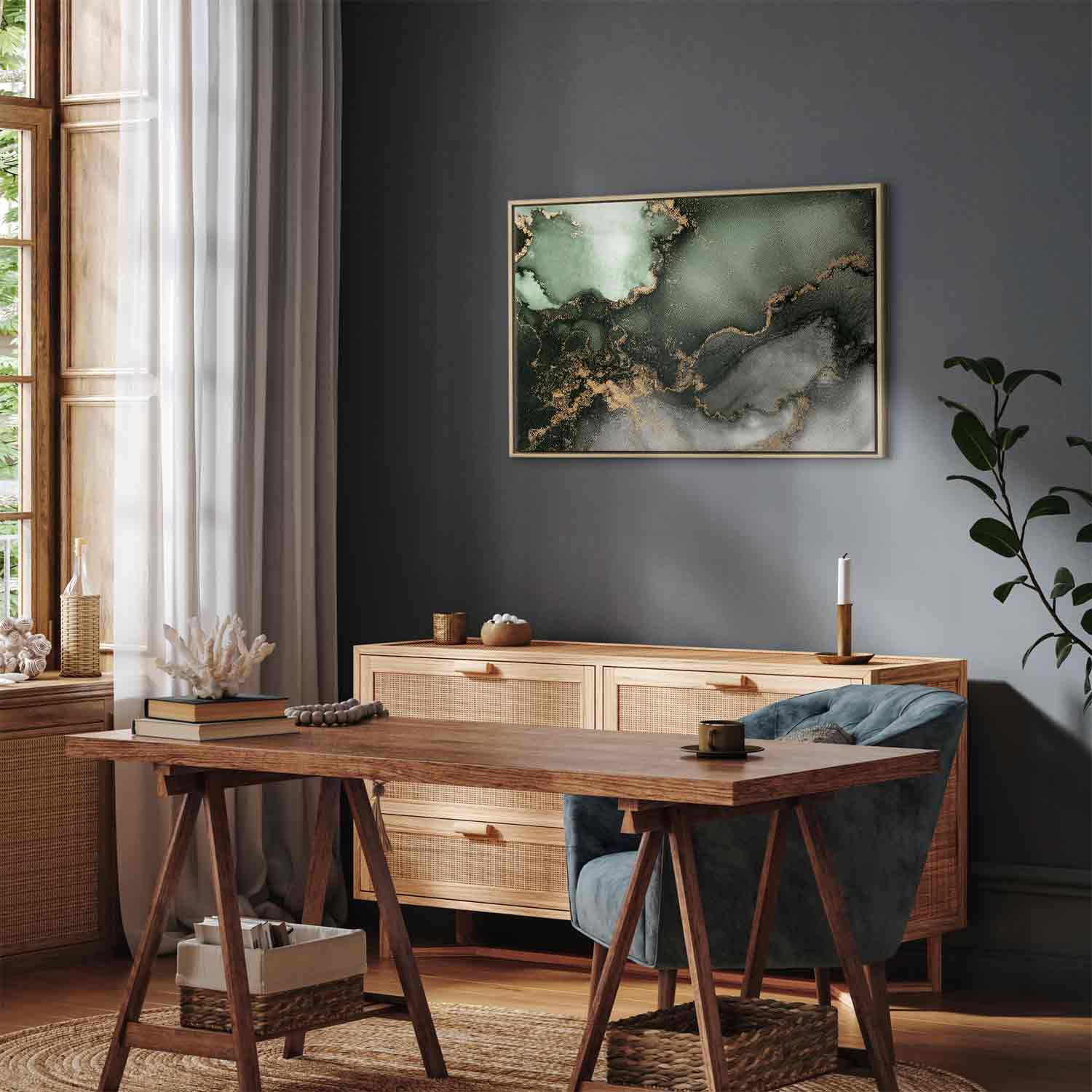 Canvas Print Green Abstract with Golden Detail - Image 20