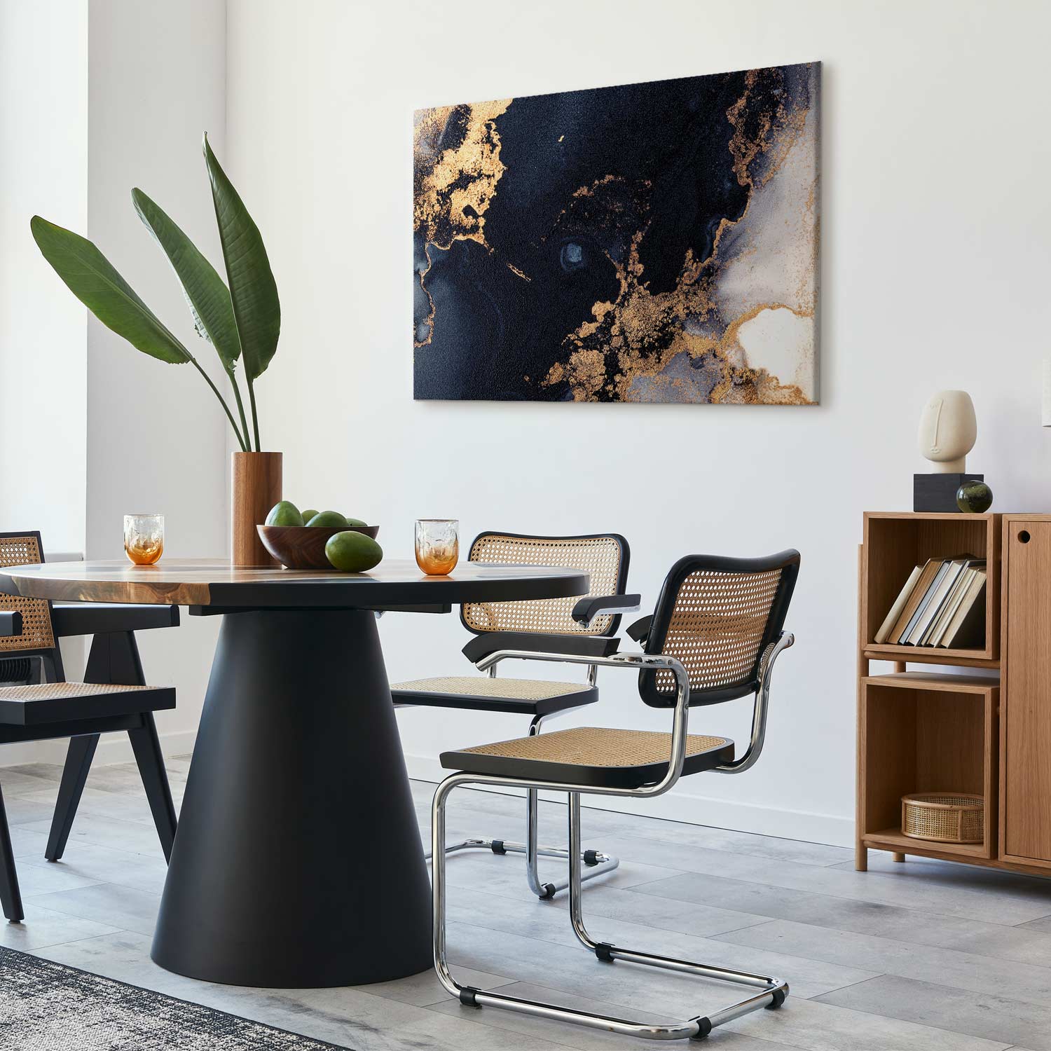 Canvas Print Navy Abstract with Gold - Image 2