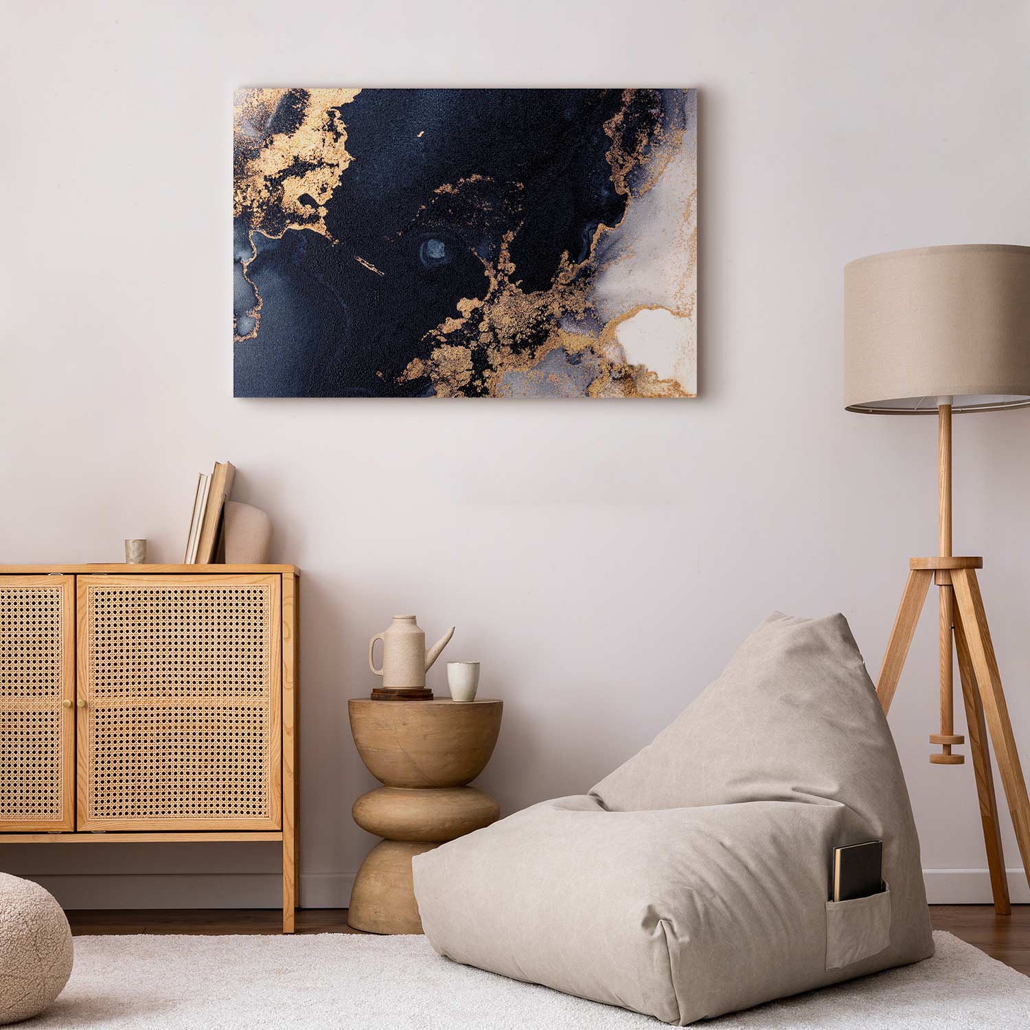 Canvas Print Navy Abstract with Gold - Image 3