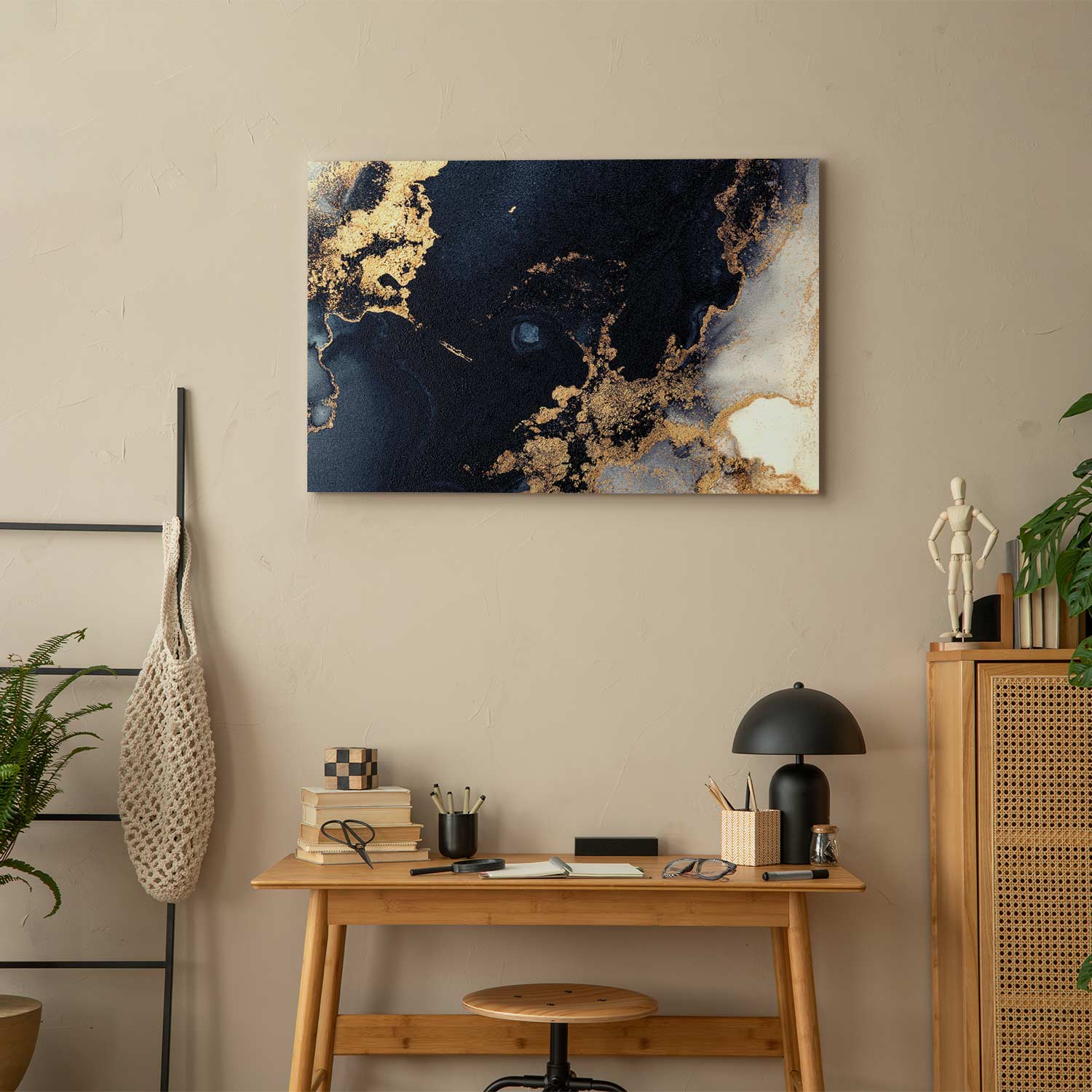 Canvas Print Navy Abstract with Gold - Image 4