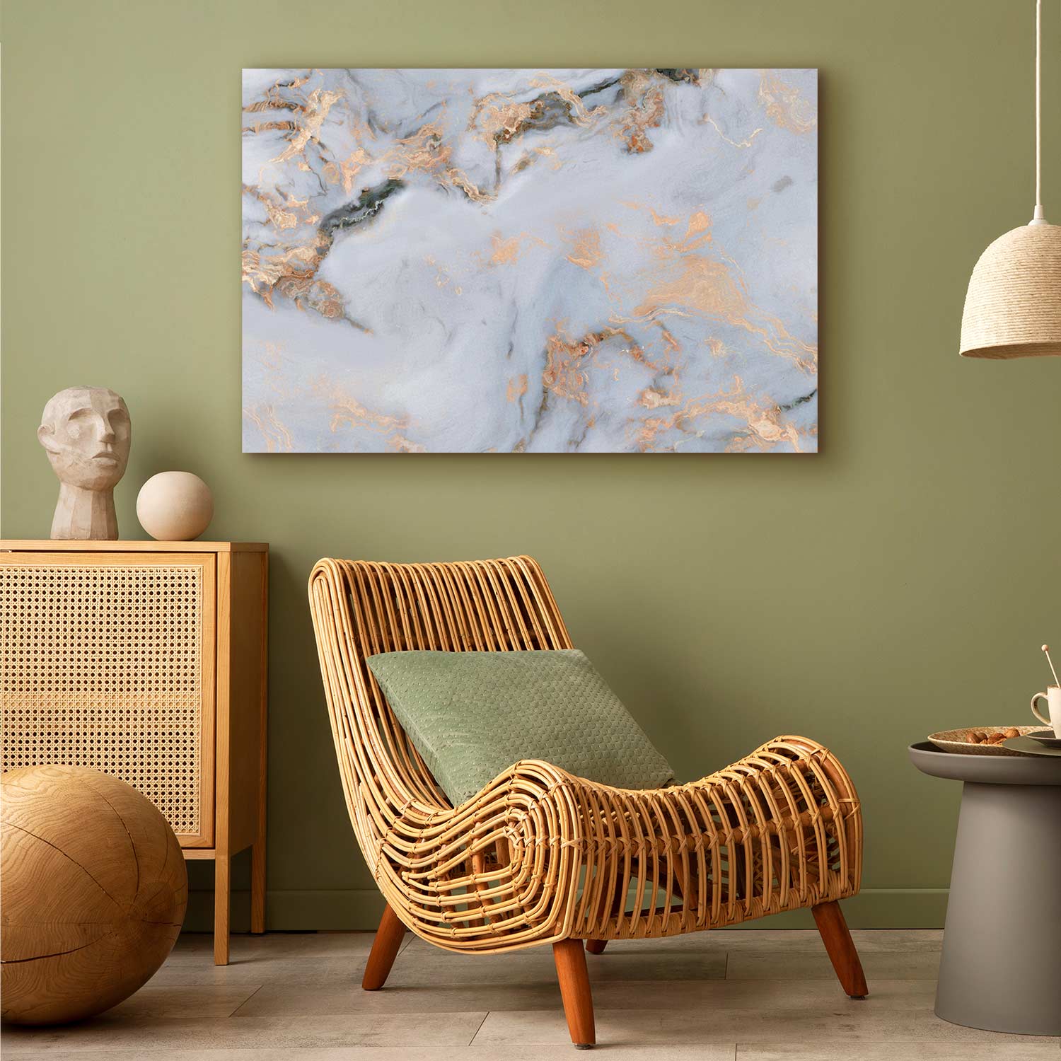 Canvas Print Light Marble with Golden Sheen - Image 2