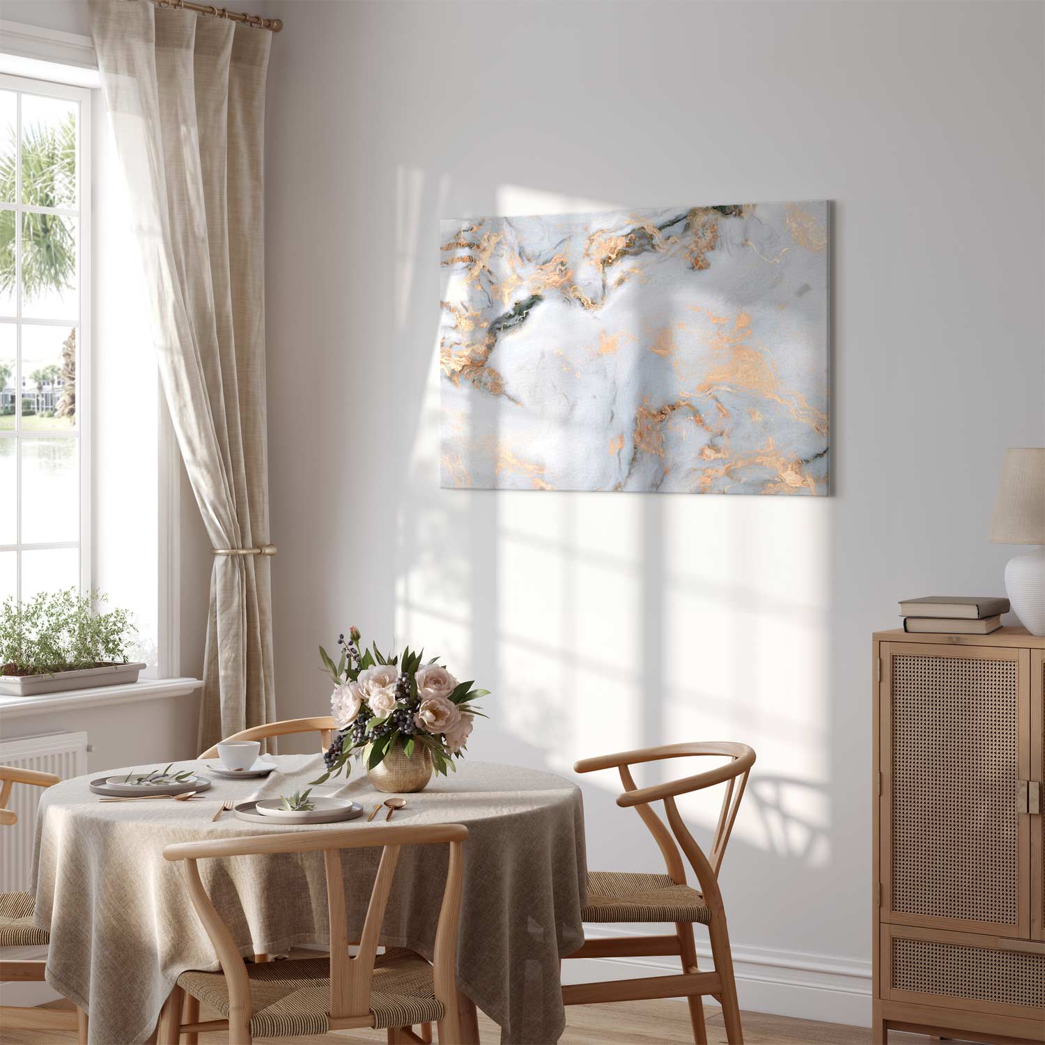 Canvas Print Light Marble with Golden Sheen - Image 4