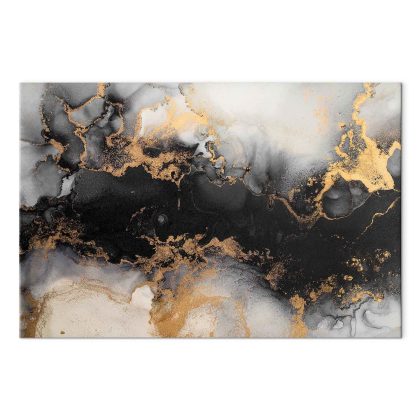 Canvas Print Black Abstract with Golden Accent