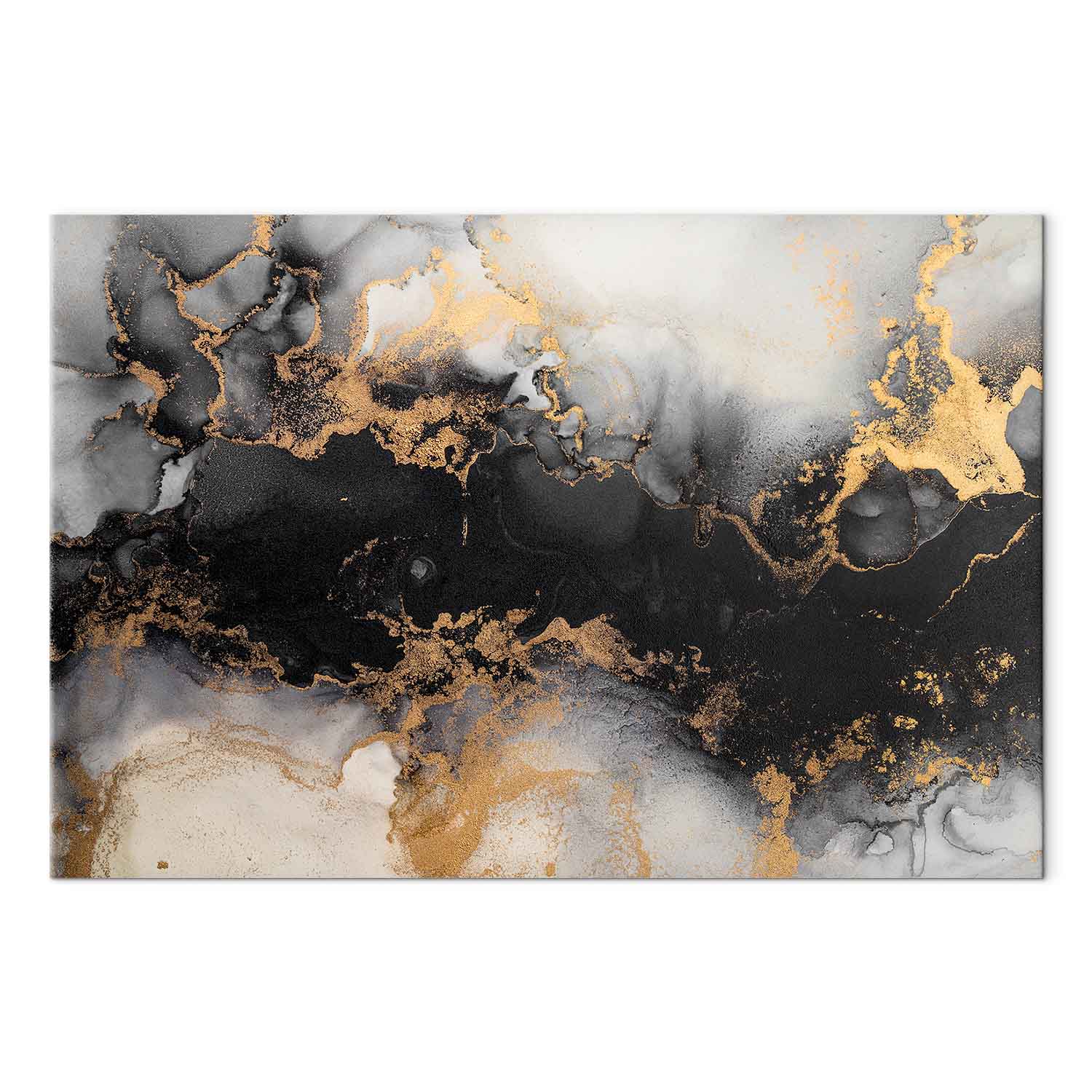 Canvas Print Black Abstract with Golden Accent