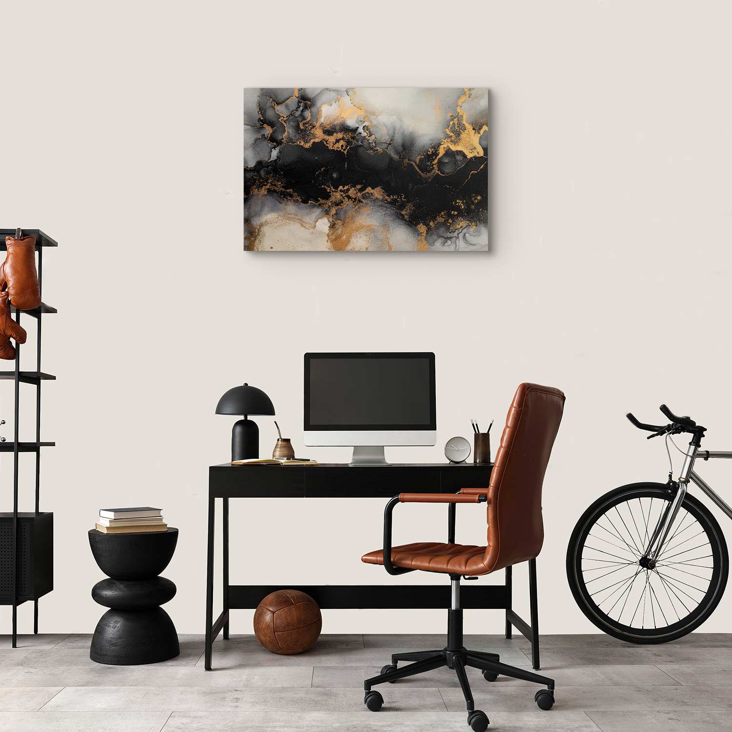 Canvas Print Black Abstract with Golden Accent - Image 4