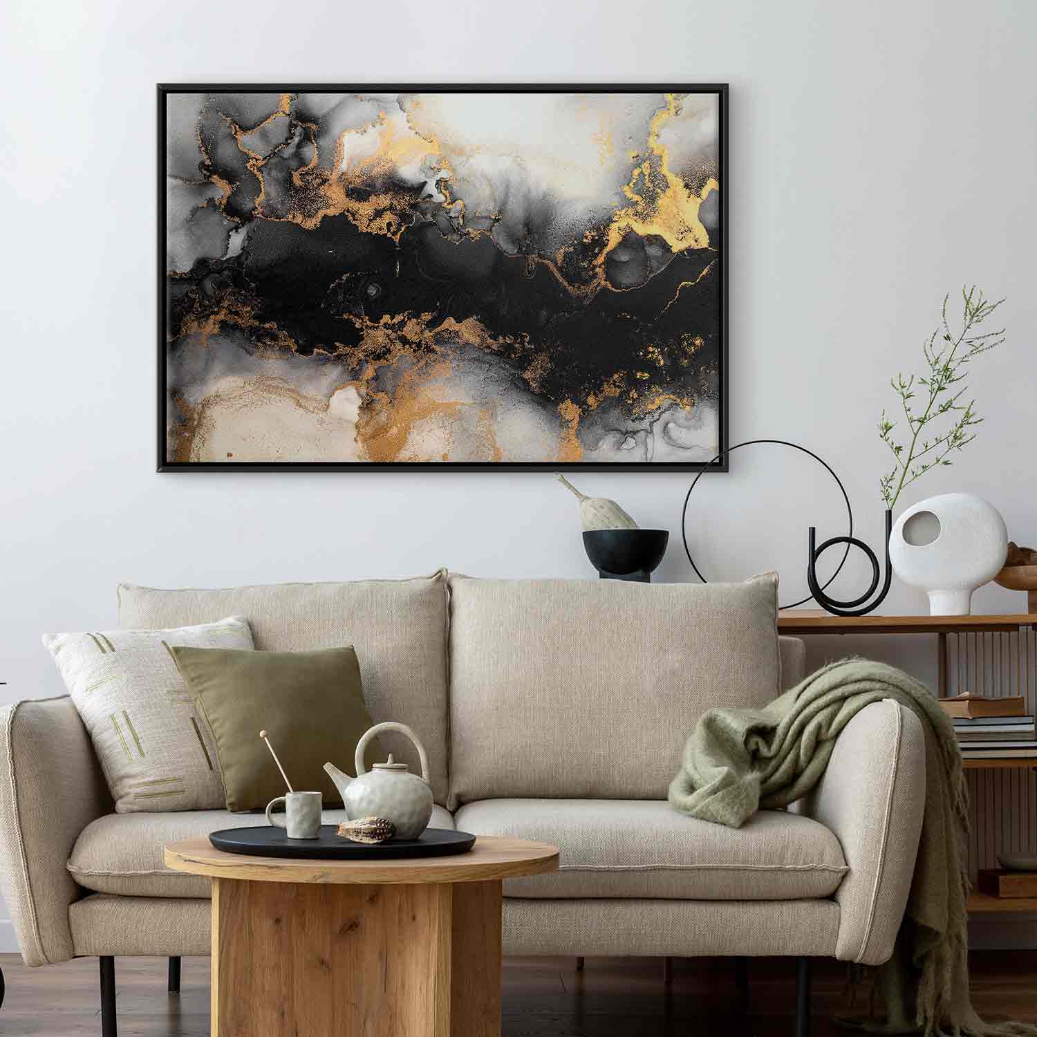 Canvas Print Black Abstract with Golden Accent - Image 12