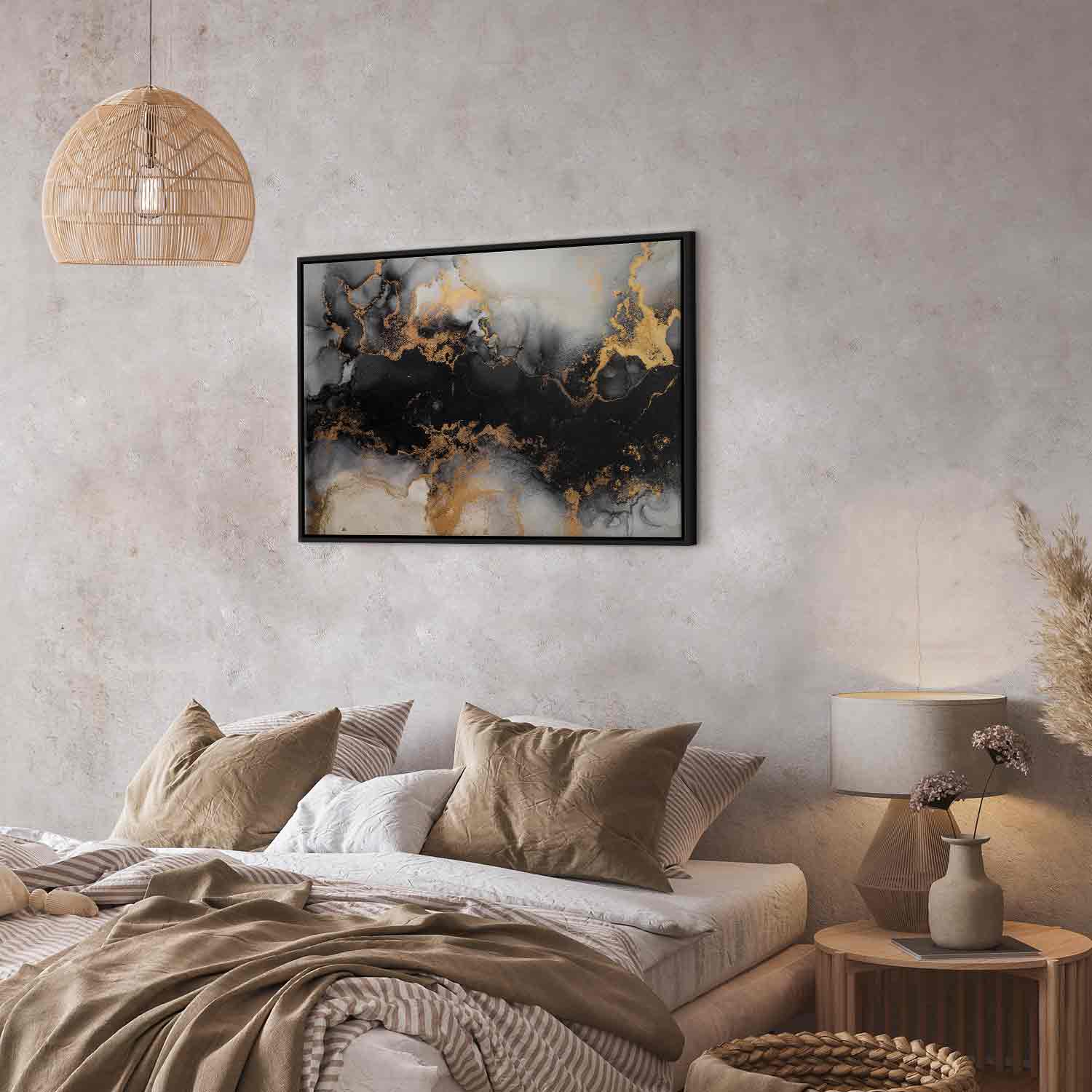 Canvas Print Black Abstract with Golden Accent - Image 13