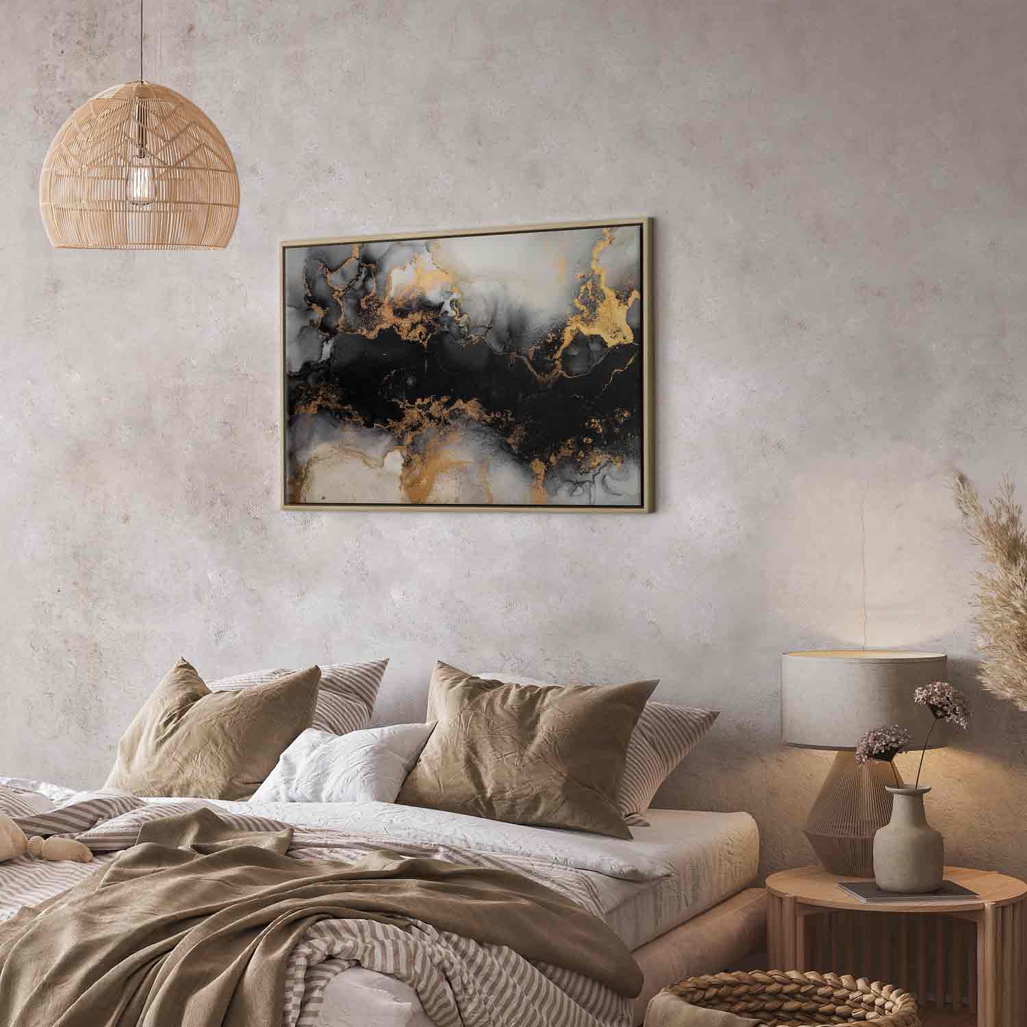 Canvas Print Black Abstract with Golden Accent - Image 19