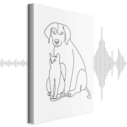 Canvas Print Minimalist Dog and Cat Line Art