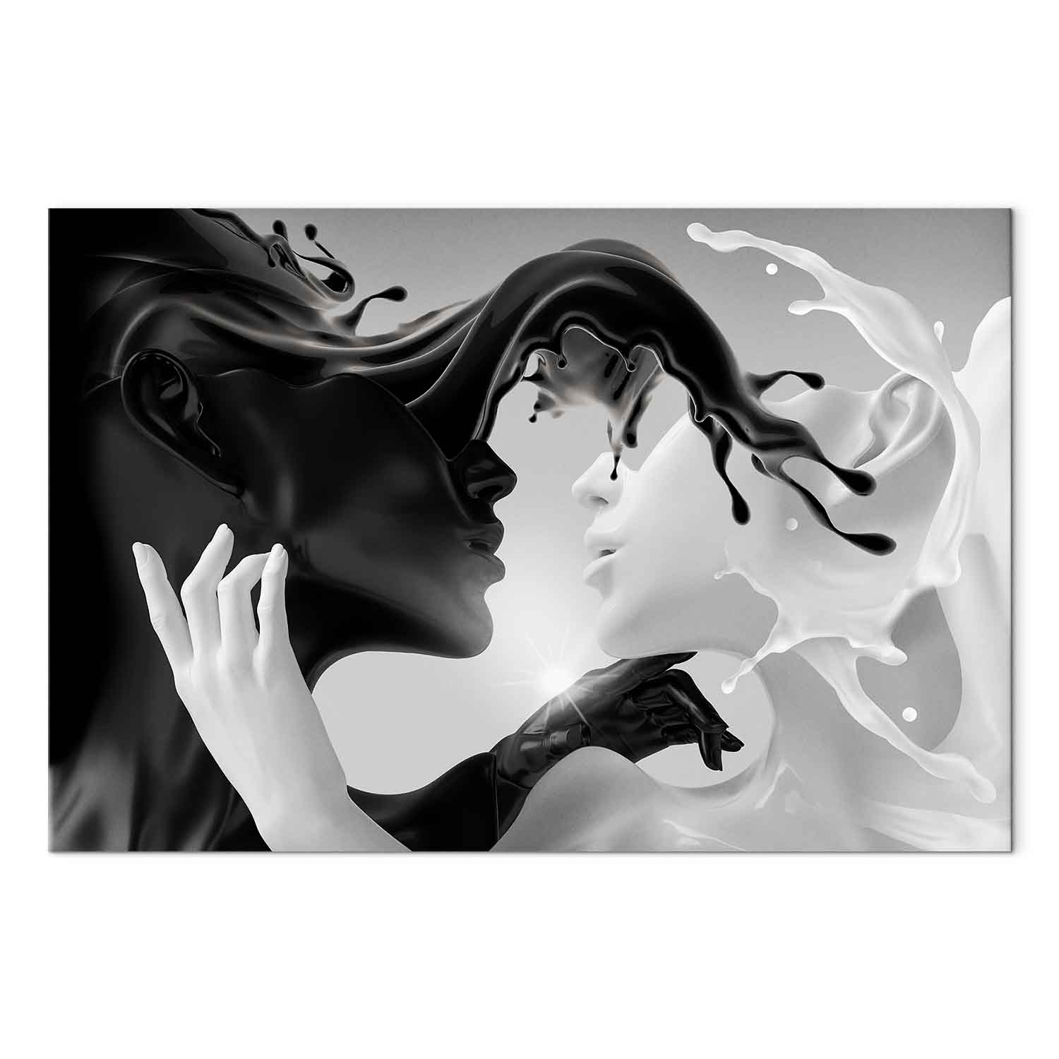Canvas Print Kiss of Black and White - Image 2