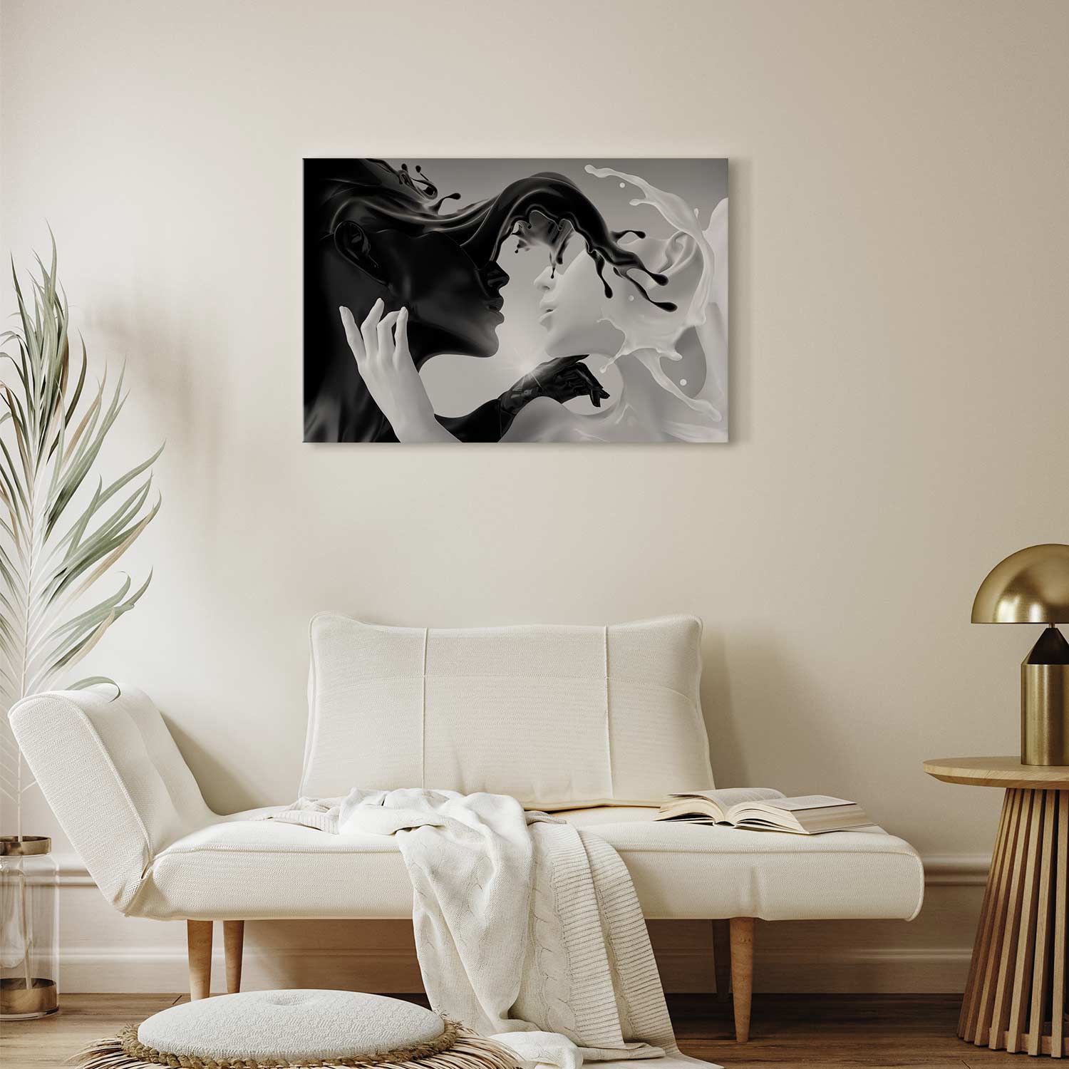 Canvas Print Kiss of Black and White - Image 3