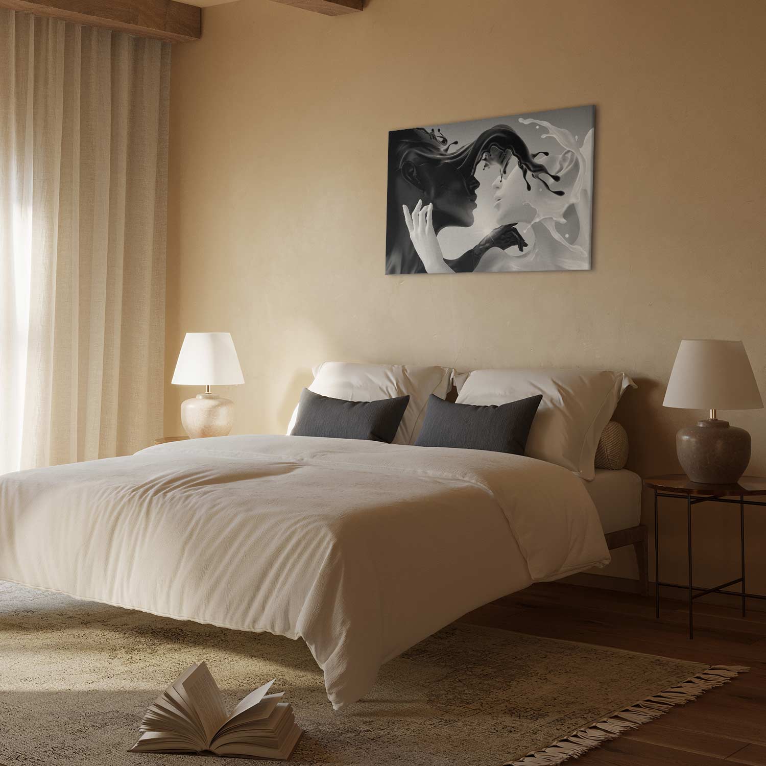 Canvas Print Kiss of Black and White - Image 4