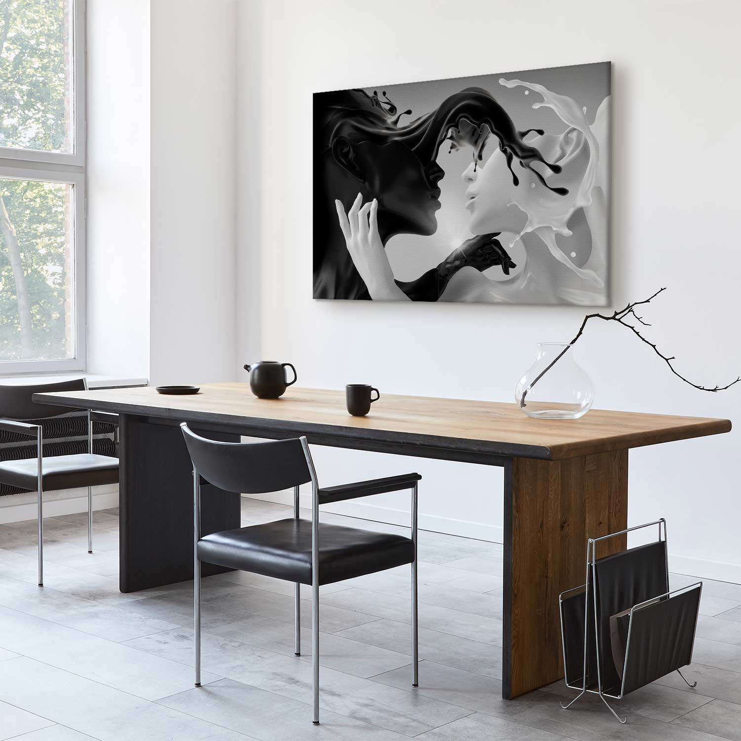 Canvas Print Kiss of Black and White - Image 5