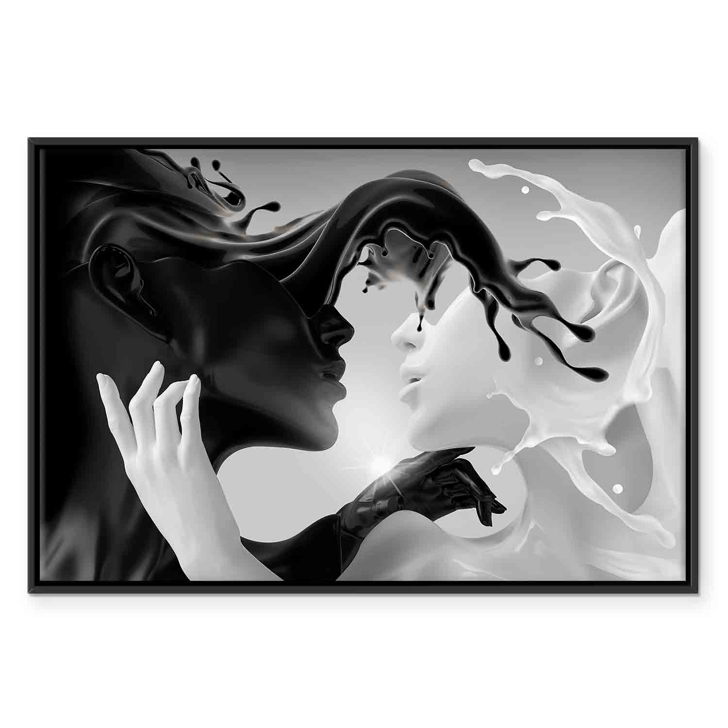 Canvas Print Kiss of Black and White - Image 15