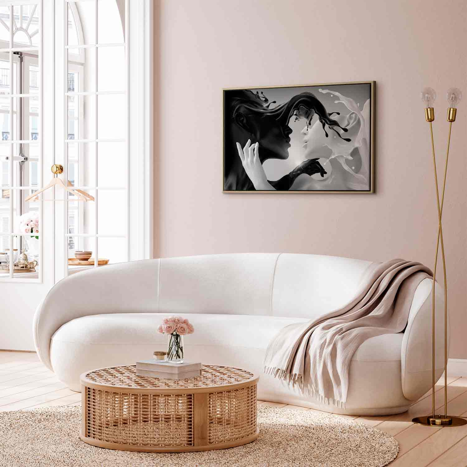 Canvas Print Kiss of Black and White - Image 22