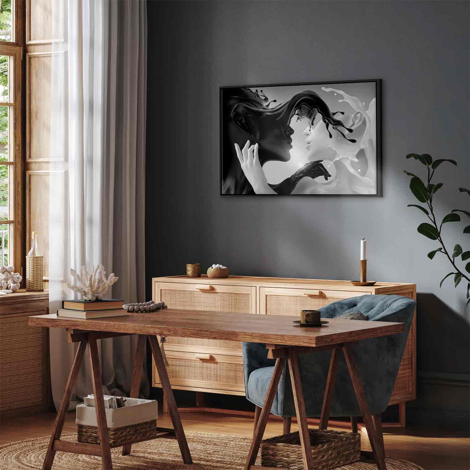 Canvas Print Kiss of Black and White - Image 18