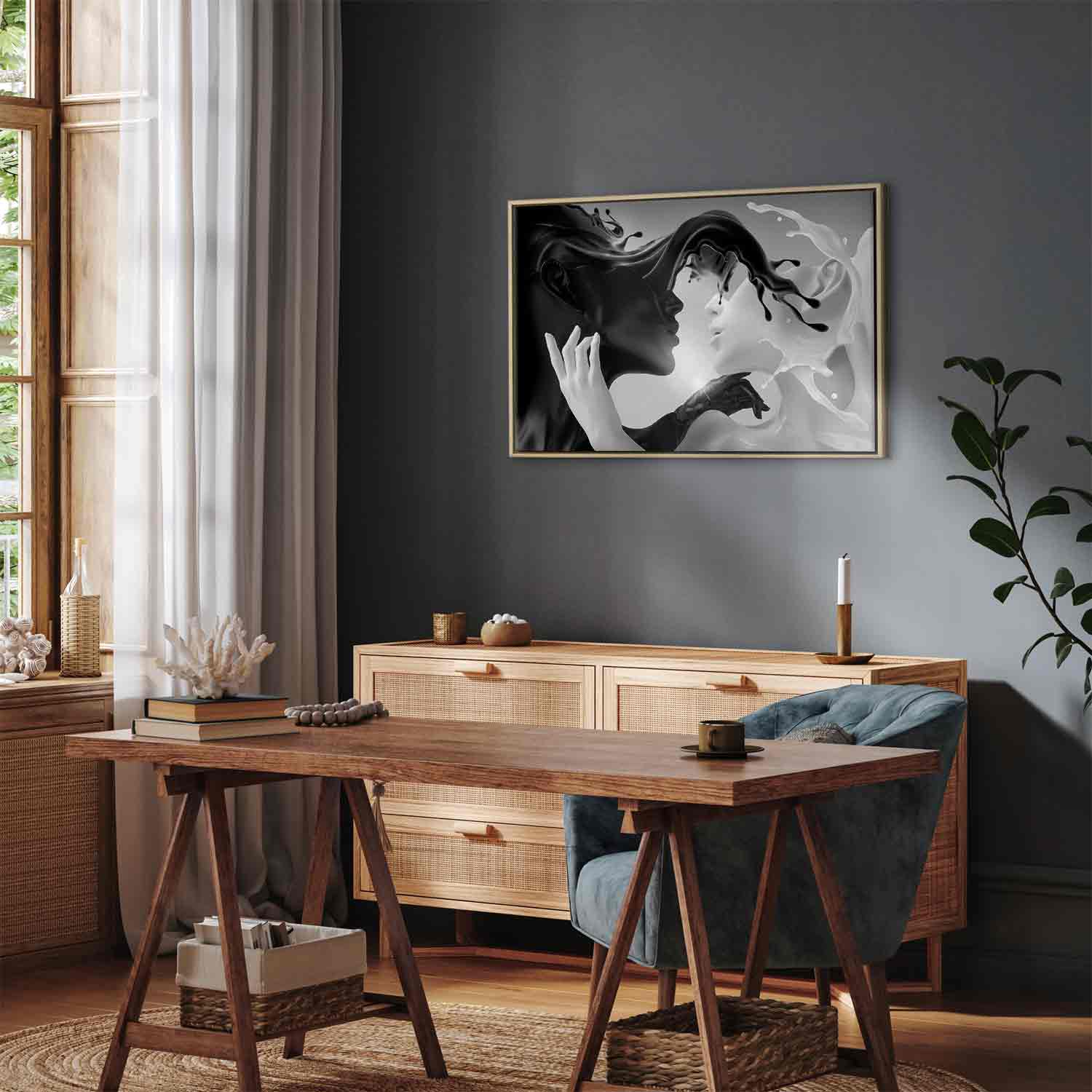 Canvas Print Kiss of Black and White - Image 24