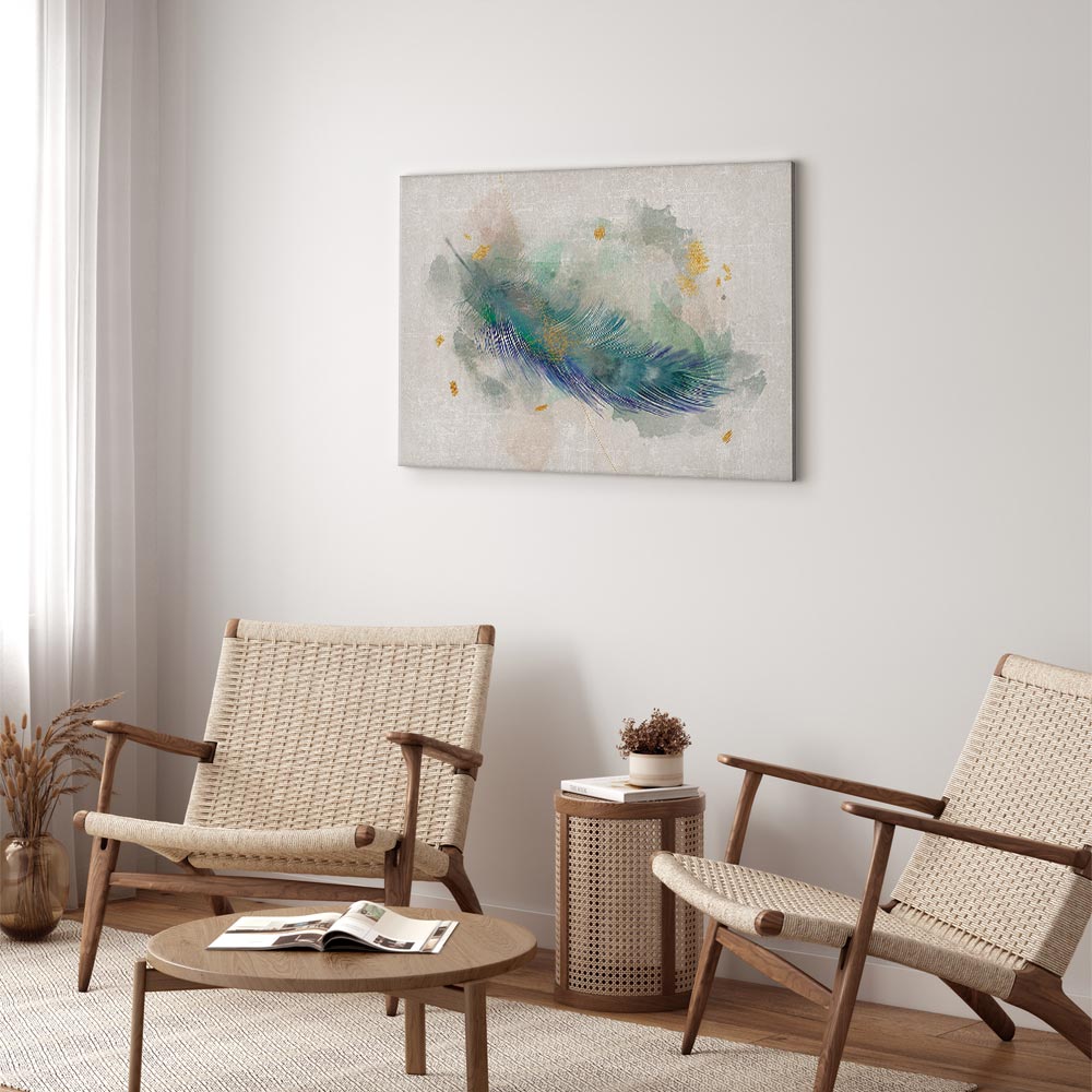 Canvas Art Turquoise Feather of Lightness - Image 3
