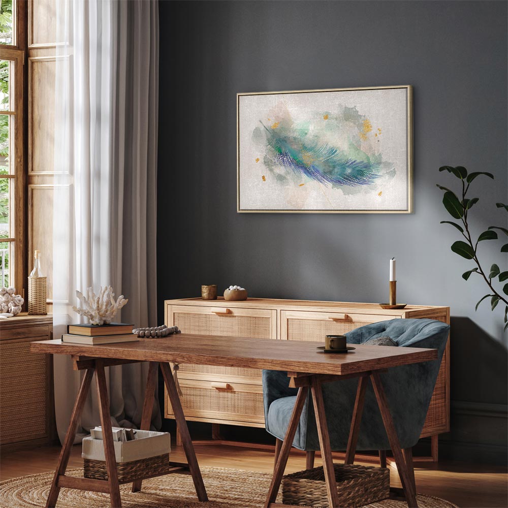 Canvas Art Turquoise Feather of Lightness - Image 24