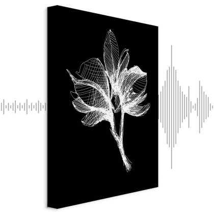 Canvas Print White Flower Sketch on a Black Background
