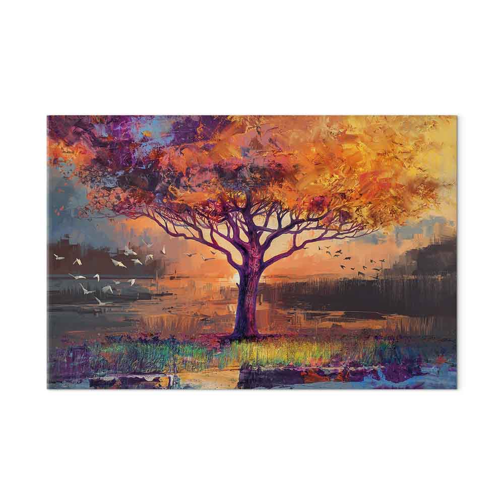 Canvas Print Tree with a Golden Crown by the Water - Image 2
