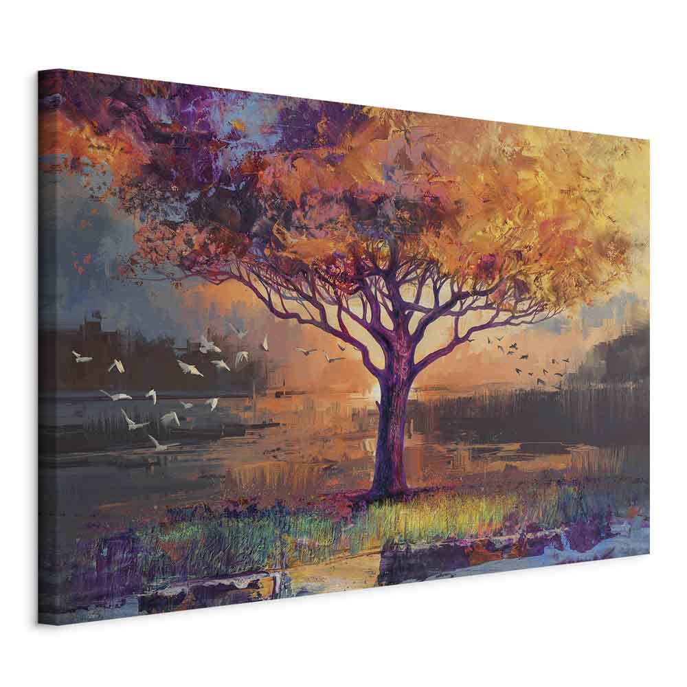 Canvas Print Tree with a Golden Crown by the Water - Image 11