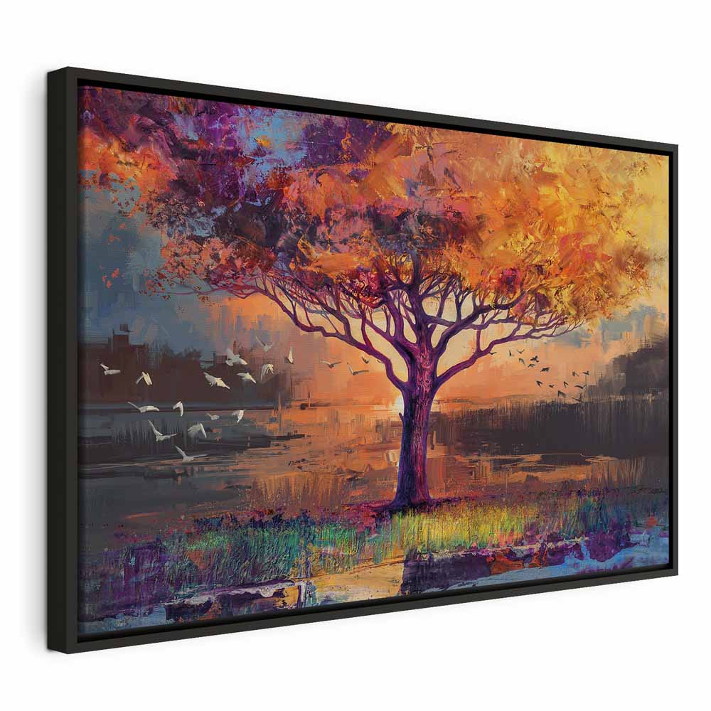 Canvas Print Tree with a Golden Crown by the Water - Image 14