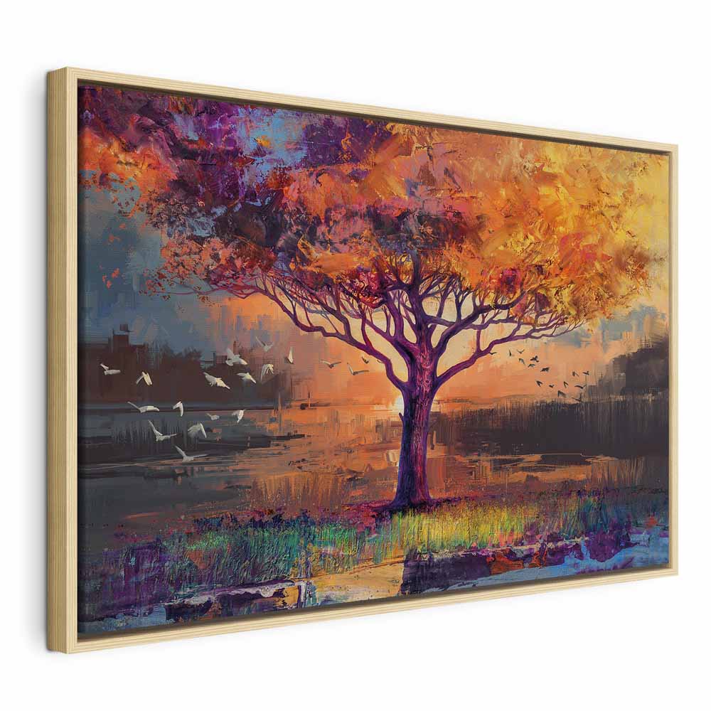 Canvas Print Tree with a Golden Crown by the Water - Image 20