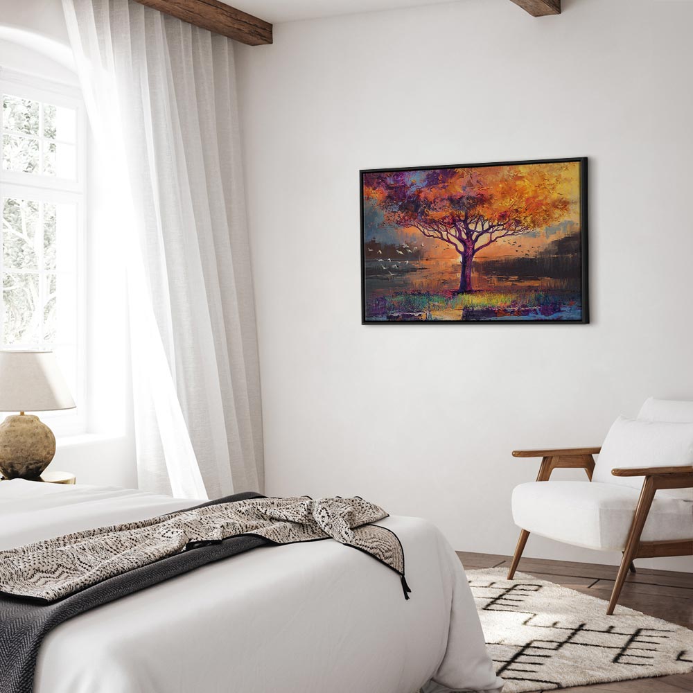 Canvas Print Tree with a Golden Crown by the Water - Image 17