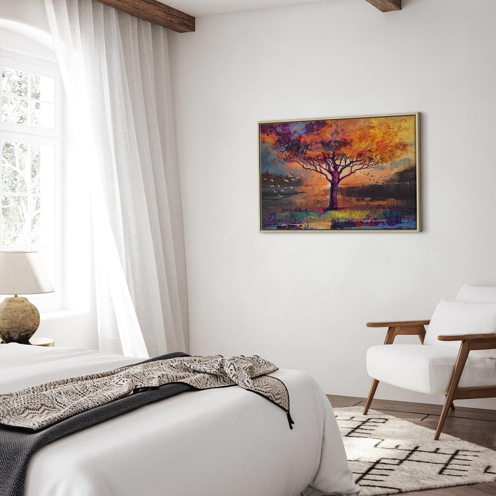 Canvas Print Tree with a Golden Crown by the Water - Image 23