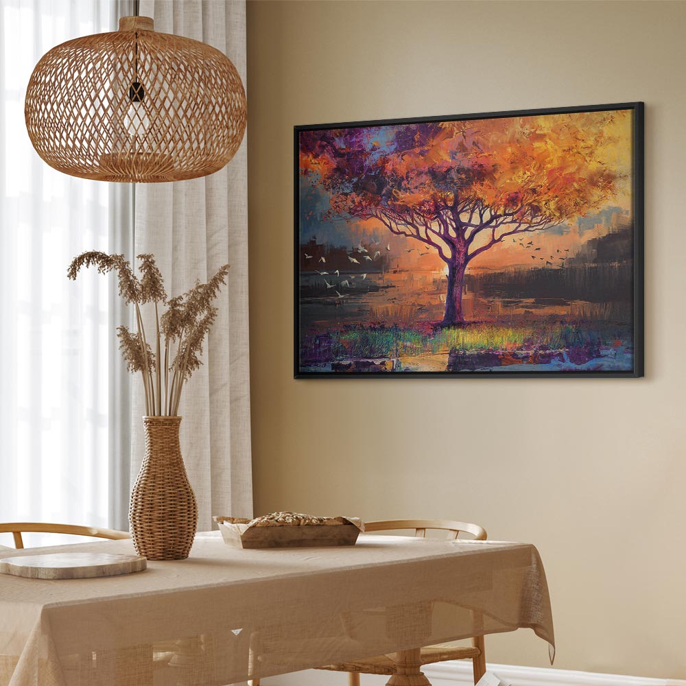 Canvas Print Tree with a Golden Crown by the Water - Image 18