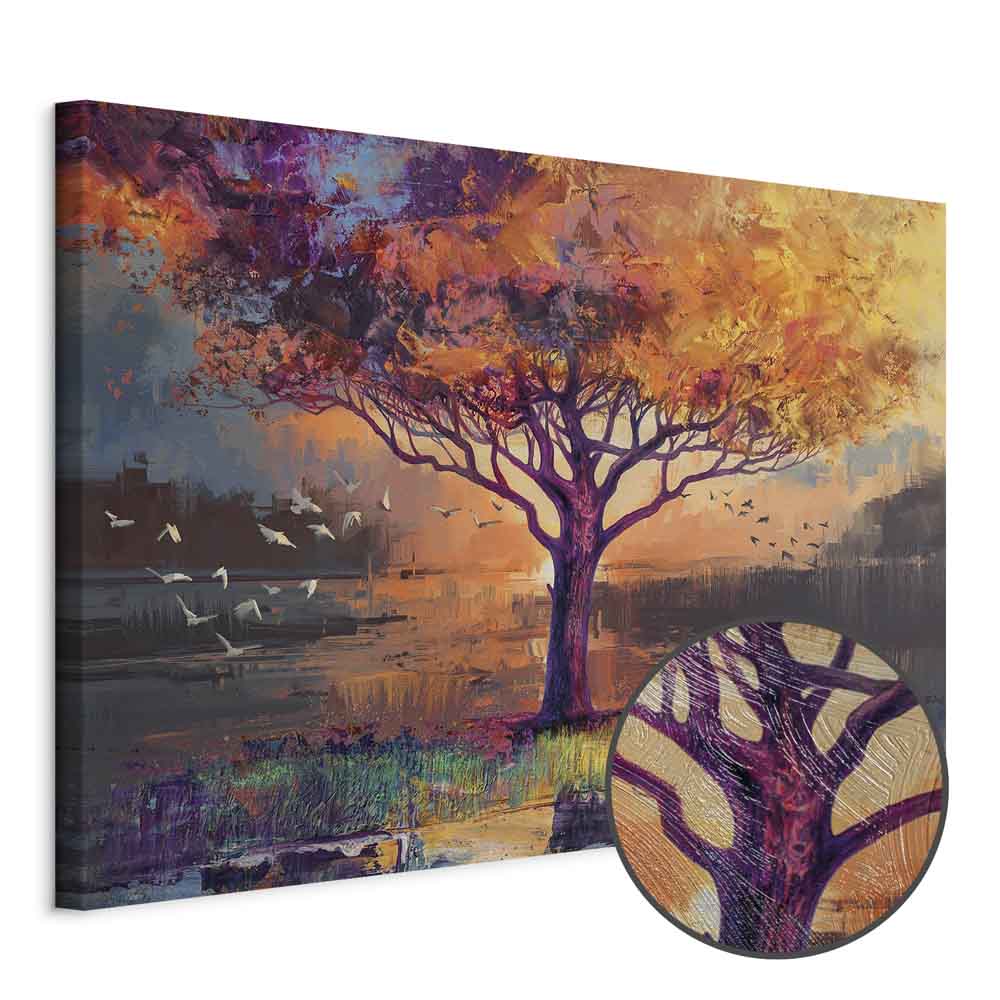 Canvas Print Tree with a Golden Crown by the Water - Image 9