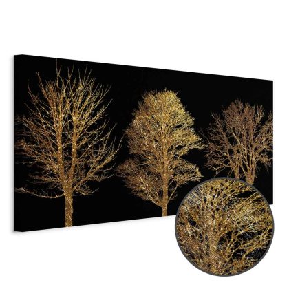 Wide Canvas Print Golden Trees on a Black Background