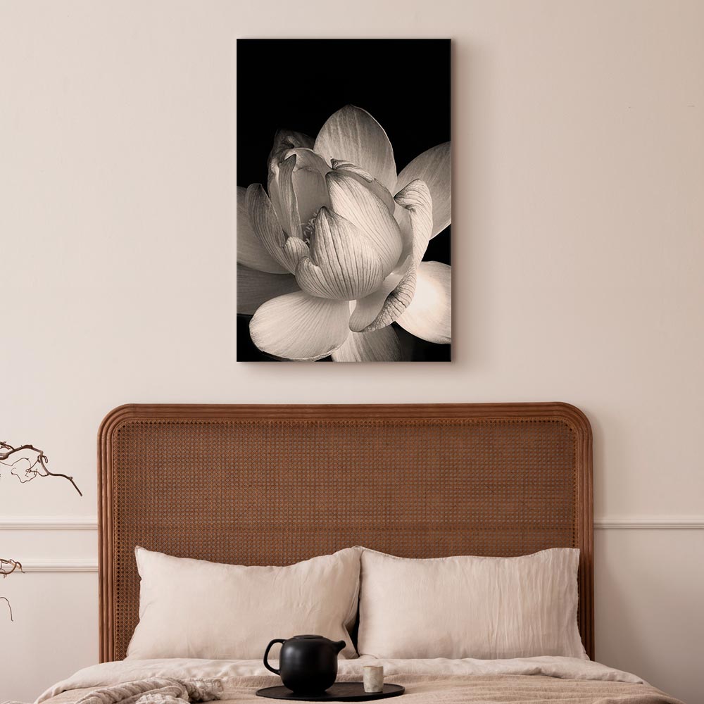 Leinwandbild Weißer Lotus auf schwarzem Hintergrund – Bild 4