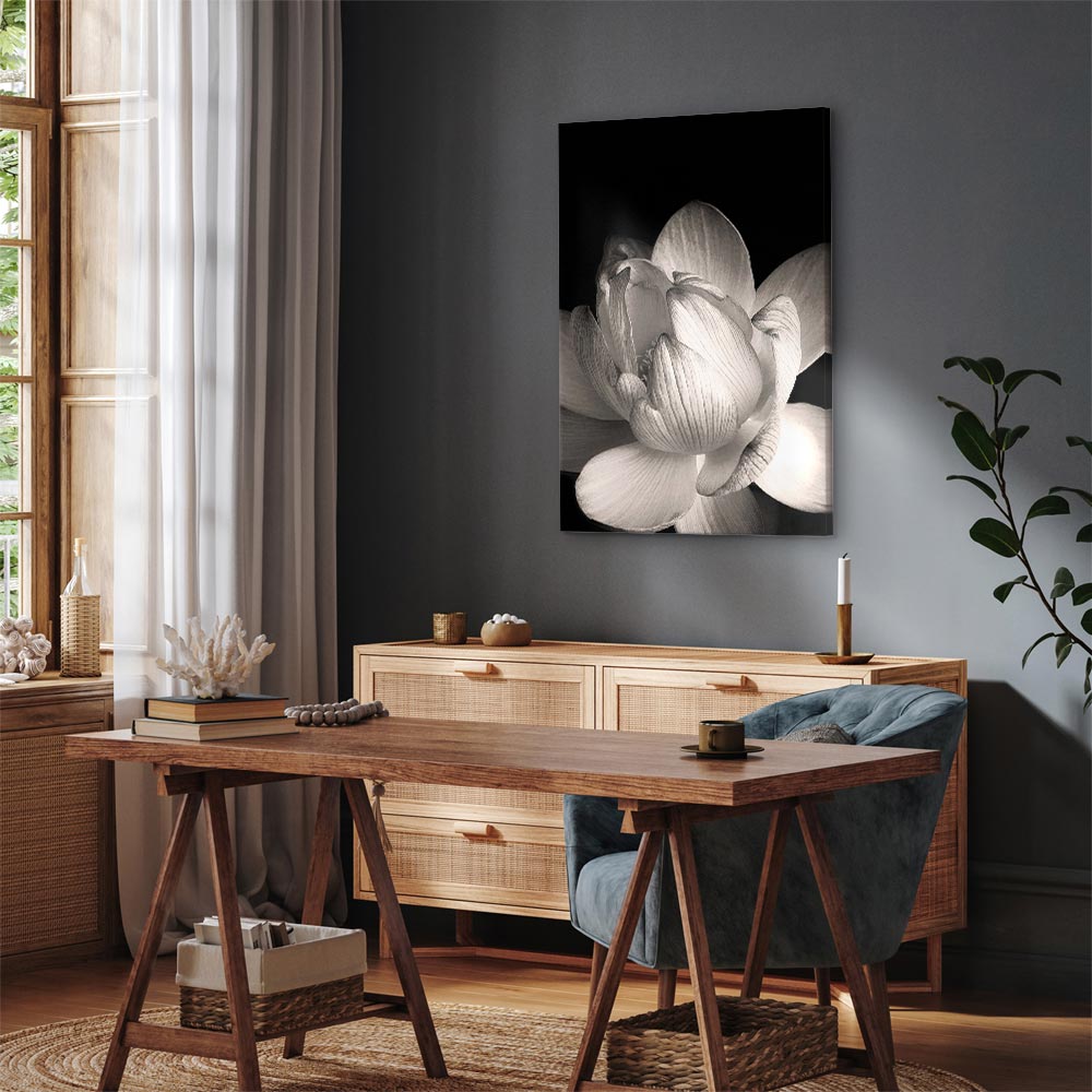 Leinwandbild Weißer Lotus auf schwarzem Hintergrund – Bild 5
