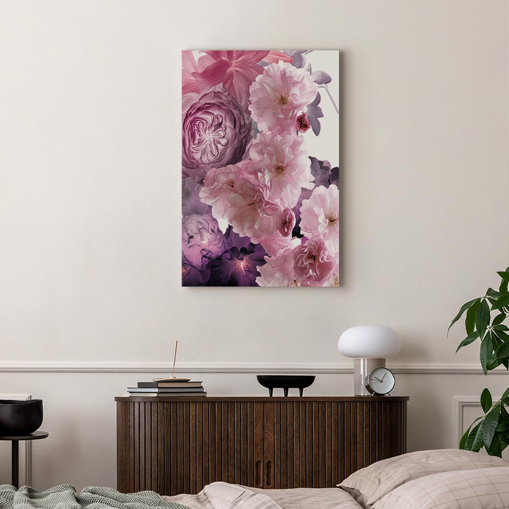Leinwandbild Pastellkomposition mit rosa Blumen – Bild 4