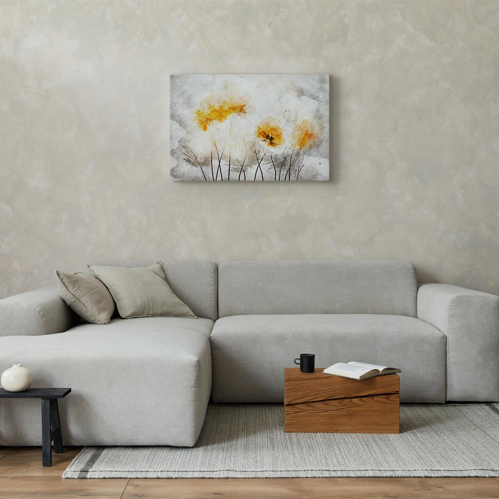 Canvas print yellow flowers in a light abstract style - Image 3