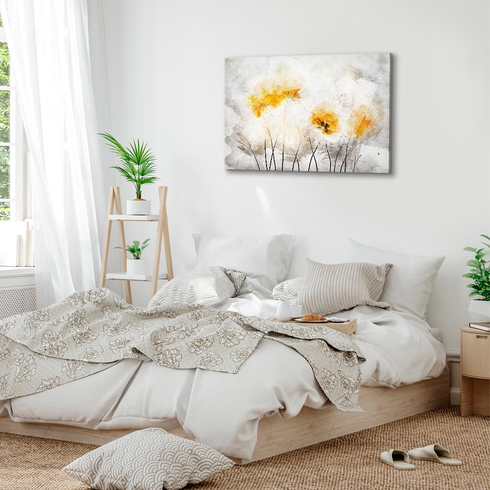 Canvas print yellow flowers in a light abstract style - Image 4